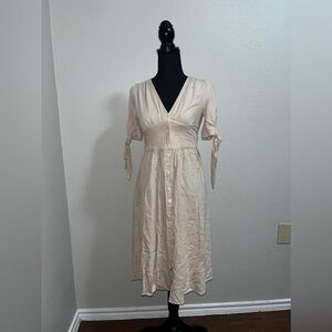 Everlast Beige Button-Front Midi Dress